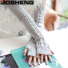 Women Winter Warm Mitten Wrist Arm Hand Warmer Fingerless Long Knitted Gloves